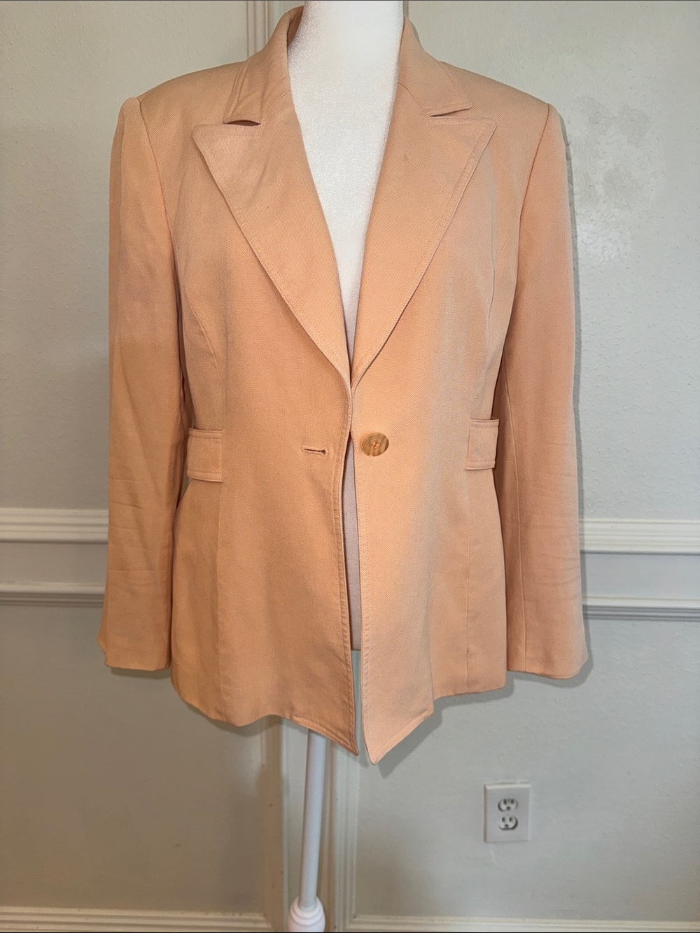 Kasper Peach Single-Button Notch Lapel Blazer Size 8P
